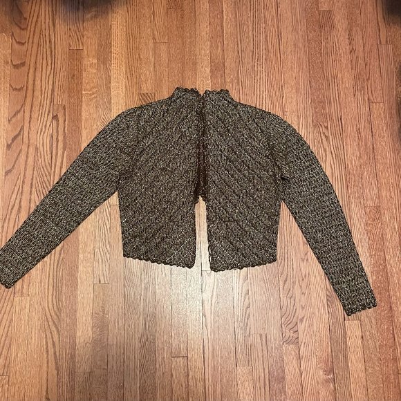 Sweaters - Vintage Crochet Cropped Jacket - Woman's Small